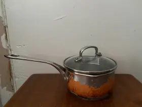 Rw22an Roys Fusion Cookware Vtg 18/10 Stainless Steel Small Saucepan Orange Yamaguchi