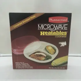 Rubbermaid 071691550518 Vintage Heatables Cookware Covered Divided Plate With Lid New
