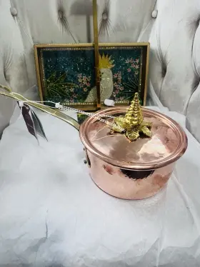 Uta1609zc Ruffoni 2 Quart Saucepan Pan Christmas Tree Lid Tin Lined Hammered Copper
