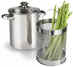 Runzi 569590750803 Asparagus Pot Stainless Steel Steamer Cooker With Basket And Lid Pasta 16cm 4l