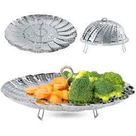 Sayfine 191892864860 Stainless Steel Steamer Basket Expandable Fits 6.5 To 11 Inch Pots Vegetable Fru