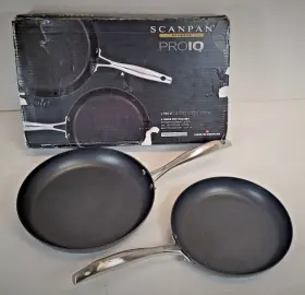 68000200 Scanpan Used -scanpan Pro Iq 2-piece Fry Pan Set 9.5 Inch And 11 -scratched-free S/h