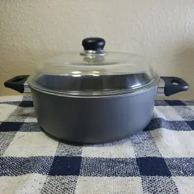 Sp60001200 Scanpan Dutch Oven 4 Quart With Schott Dome Glass Lid And Rack Made In Denmark