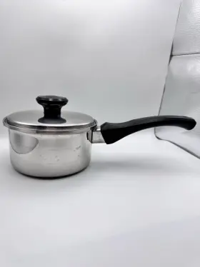 23028 Sears Vintage Stainless Steel 1 Quart Saucepan Pot W Lid Small Cooking Kitchen Usa