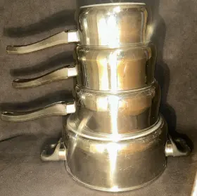 60684 Sears Range Craft Vtg Cookware 4 Pc Black Handles Guc