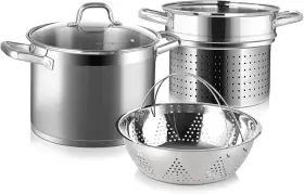 Secura 313046872839 4pc Stainless Steel Pasta Pot Set 8.6 Quart Induction Stock With Strainer Inse