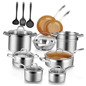 Sscc-17pc-cp Secura 17pc Professional Stainless Steel Induction Cookware Set Copper