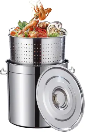 025-30 Sedeke 26-quart Stainless Steel Seafood Stock Pot Deep Boiler With Lid And Strainer