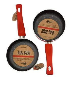 Sedona 811625031160 Lot Of 2 Mini Fry Aluminum Nonstick Pans 5.5 Inch In Red