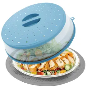 Lids001 Seecare Microwave Cover With Mat Blue Gray