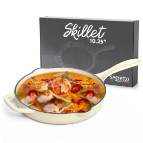Scs1025w Segretto Cookware Enameled Cast Iron Skillet 10.25-in Bianco Perla Off-white Enamel
