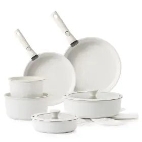 Sensarte 680358334523 Ceramic Nonstick Cookware Set 17 Pieces Detachable Handles Induction
