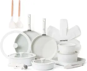 Sensarte 744110235876 24 Piece Pots And Pans Set Nonstick Detachable Handle Cookware Induct