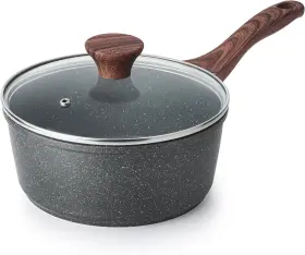 Sensarte 744759197832 Nonstick Saucepan With Lid 1.5 Quarts Small Pot Swiss Granite Coa