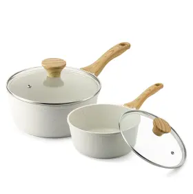 Go-sa-ng718 Sensarte 720w White Ceramic Nonstick Saucepan With Lid Set Small Cooking Pot
