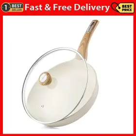 Yj1320l-w Sensarte Ceramic Nonstick Frying Pan Skillet With Lid 8inch Non Stick Omelet Pans Non-to