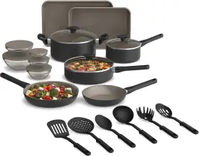 17251 Sensio Inc Bella Nonstick Cookware Set With Glass Lids - Aluminum Bakeware Pots And Pans