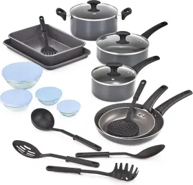 Sensio Inc 445005972922 Bella Nonstick Cookware Set With Glass Lids - Aluminum Bakeware Pots And Pans