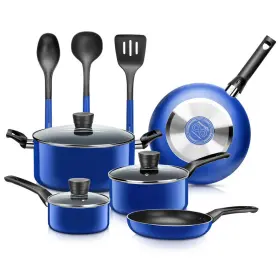 Slcw11blu Serenelife 11 Pc Non-stick Pots And Pans Cookware Set Blue