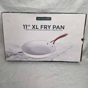 Servapp Tit 850040916126 New 11 Inch Xl Fry Pan Ceramic Coated Nonstick White And Copper