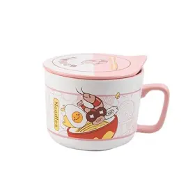 202212 Sf Ceramic Factory 22oz Ramen Bowl With Lid Handle Microwaveable Cute Japanese Noodles
