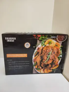 19sc6200c Sharper Image Roasting Pan Copper Nonstick Coating 15 X 11 Inch Kit Carving Knife Fork And Baster