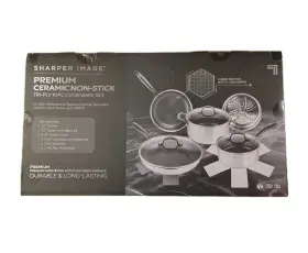 Sharper Image 841437165876 Premium Cookware Set 10pc Ceramic Non Stick Tri-ply Stainless Nib