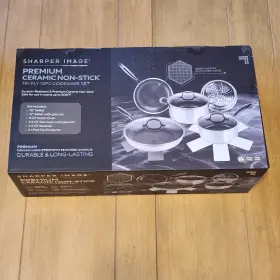 Sp-05356 Sharper Image Premium 10pc Cookware Set Tri-ply Stainless Steel Ceramic Nonstick