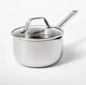 Shopping Center Store 465366845878 1.5 Quart Stainless Steel Sauce Pan With Straining Lid Silver