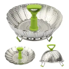 Sihuuu 653587037084 Folding Stainless Steel Steamer Basket 7-11 Inches With Heat Resista