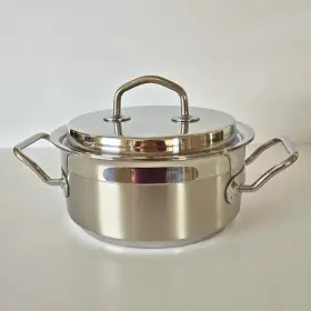 13020 Silga Teknika Low Casserole With Lid 3.15 Qt/3 Litre Italian 18/10 Stainless Steel