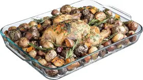 Simax 696527286463 Glass Roaster Baking Dish Large 5 Quart Rectangular Multicolor