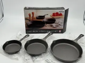 Simple Chef 027485670016 Chefmate Cookware Cast Iron Skillet Set - 3-piece Quality New