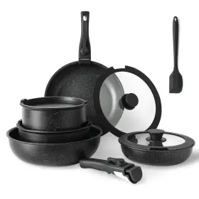 B0fhq6lz2p Simple Deluxe 12 Pcs Non-stick Cookware Set With Black Granite Texture And Deta