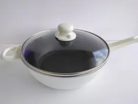 211036 Sitram Of France Le Dome 4.2 Quart Non Stick Chefs Pan With Glass Lid White Made In