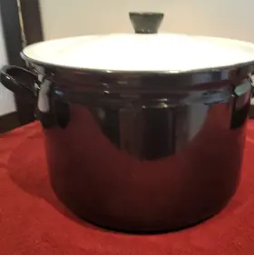 14l-141 Smc 14 L Enamel Stockpot With Lid Double Handles Black/white 28cm 14l-141 Smc 14 L Enamel Stockpot With Lid Double Handles Black/white 28cm