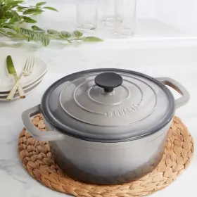 Ttu-v6626-ecm Smith & Clark And 5 Quart Enamel Cast Iron Dutch Oven Grey