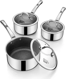 Snowclad 766717578309 Sauce Pan With Lid 1.5 Quart And 2.5 3.5 Hybrid Nonstick Pans
