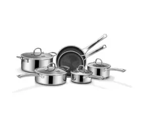 Snowclad 766717580081 Pots And Pans Set Non Stick Pcs Hybrid Stainless Steel Cookware 10