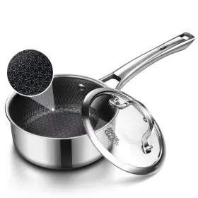 Snowclad 784365472442 Sauce Pan With Lid 1.5 Quart Hybrid Nonstick Pans Set Stainless Steel