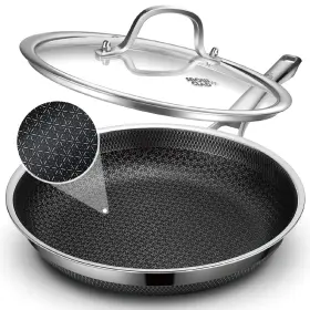 Sc-12lid Snowclad Hybrid Nonstick Stainless Steel Frying Pan With Lid 12inch Pfoafre