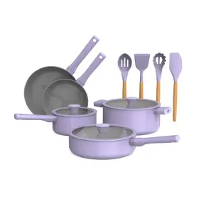 17946 So Yummy By Bella 12 Piece Cookware Set W Evergood Ceramic Nonstick Coating And Sili