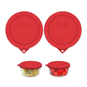 Sophico 612677836259 2 Cup Round Silicone Storage Cover Lids Replacement For Anchor Hocking And Pyrex