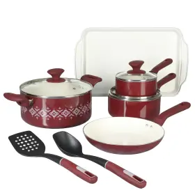 Spice By Tia Mowry 085081043863 10-piece Healthy Non-stick Ceramic Cookware Set - Magenta