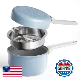 B0fhhq7df3 Stackbear Ceramic Non Stick Sauce Pan 2.5 Quart Saucepan With Frying As Lid Steamer Pot