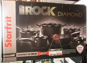 Starfrit 069858347248 The Rock Diamond 10pc Non-stick Cookware Set - Black Brand New