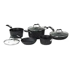 Starfrit 735533869656 The Rock 8-piece Cookware Set With Bakelite Handles Black