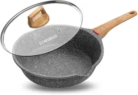 Starunder 711427171687 Induction Nonstick Skillet Frying Pan With Lid Swiss Granite Omelette Sc