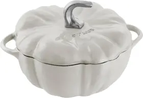 1027994 Staub Cast Iron 3.5- Quart Pumpkin Cocotte With Stainless Steel White Truffle