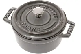 1101043 Staub Enameled Cast Iron Mini Round Cocotte .25 Quart 10cm Grey